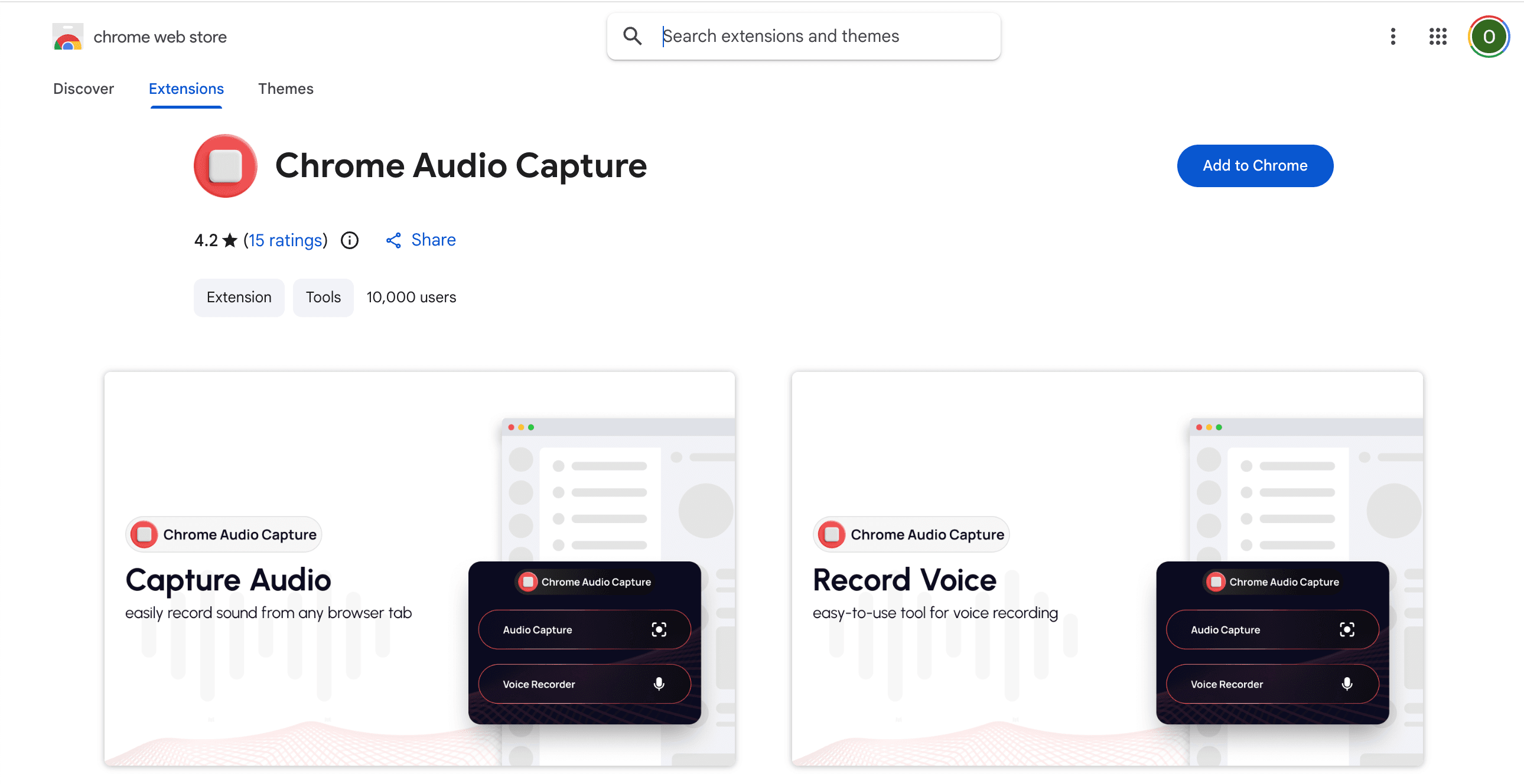 Chrome Audio Capture — screenshot