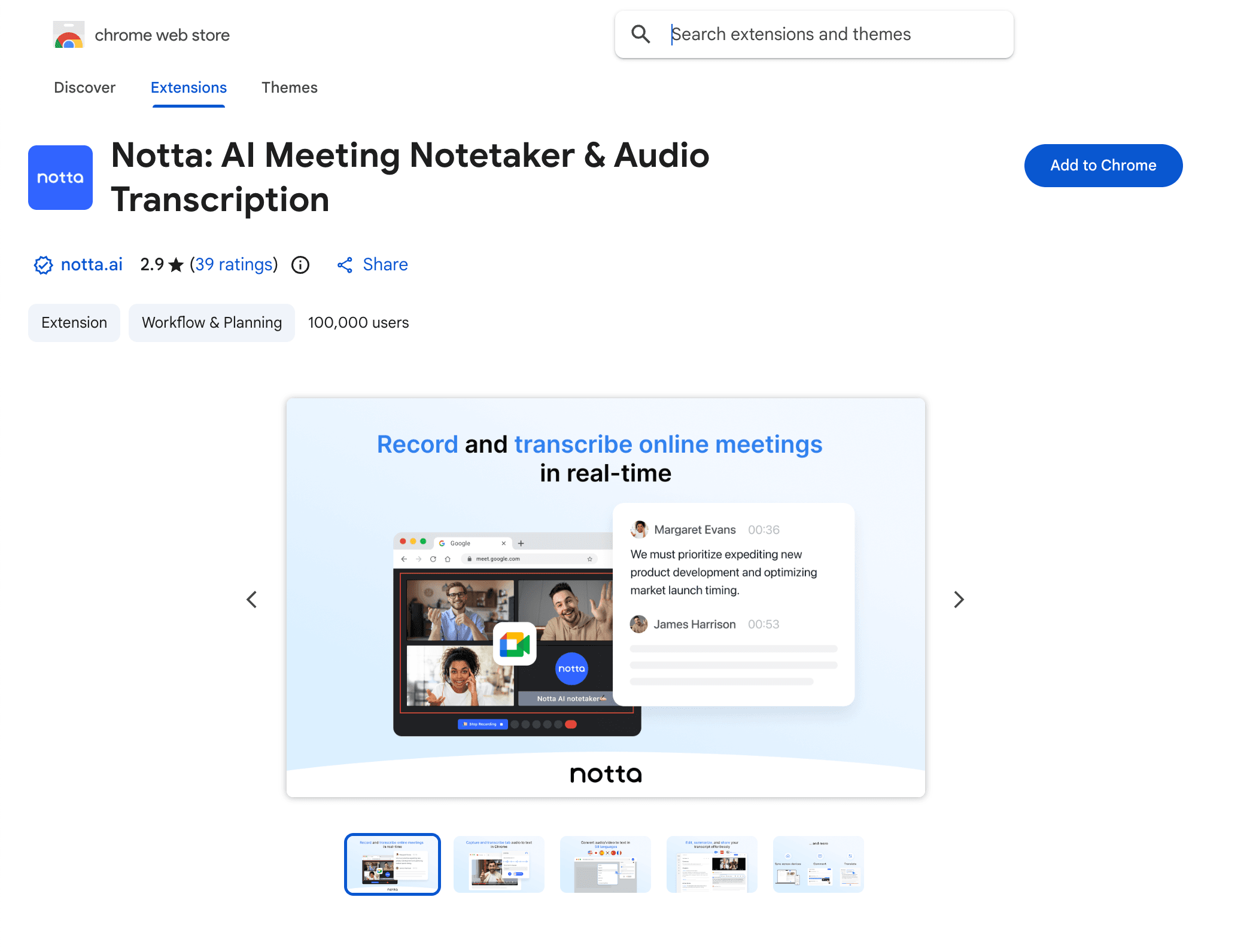 Notta — screenshot
